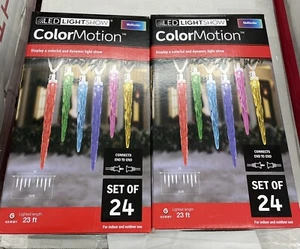 2 Sets Gemmy LightShow ColorMotion 24-Light Multi-Color Icicle LED String Light - Picture 1 of 3