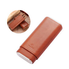 Galiner Leather Cigar Case 3 Tubes Holders With Cigar Cutter Portable Gift Box
