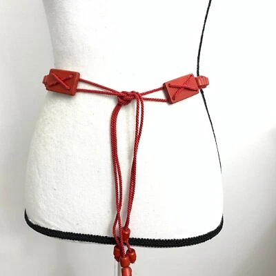 Cinturón para mujer rojo talla única estilo hippie con cuentas trenzado boho informal damas Foto 1 de 4