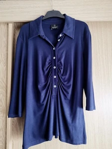 Viskoseshirt mit dekorativer Raffung im Vorderteil, Größe 38 Mitternachsblau - Bild 1 von 5