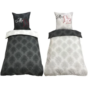 Partner Bettwäsche 135x200 155x220 Bettbezug Mr & Mrs Partner Anthrazit 4 tlg - Bild 1 von 10