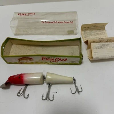 Señuelo de pesca Creek Chub Bait Pikie 3000 articulado rojo blanco 7" 3 anzuelos agudos de colección Foto 1 de 4