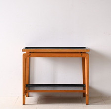 MidCentury Tavolo con doppio ripiano in rovere, design scandi vintage, 60s