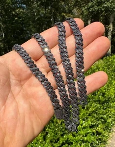 16 ctw Lab Created Diamond 14K Black Gold Plated 10 mm Cuban Link Men's Necklace - Picture 1 of 6