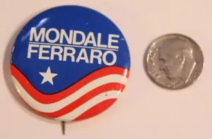 Vintage Mondale Ferraro Presidential Campaign Pinback Button J3 - Picture 1 of 2