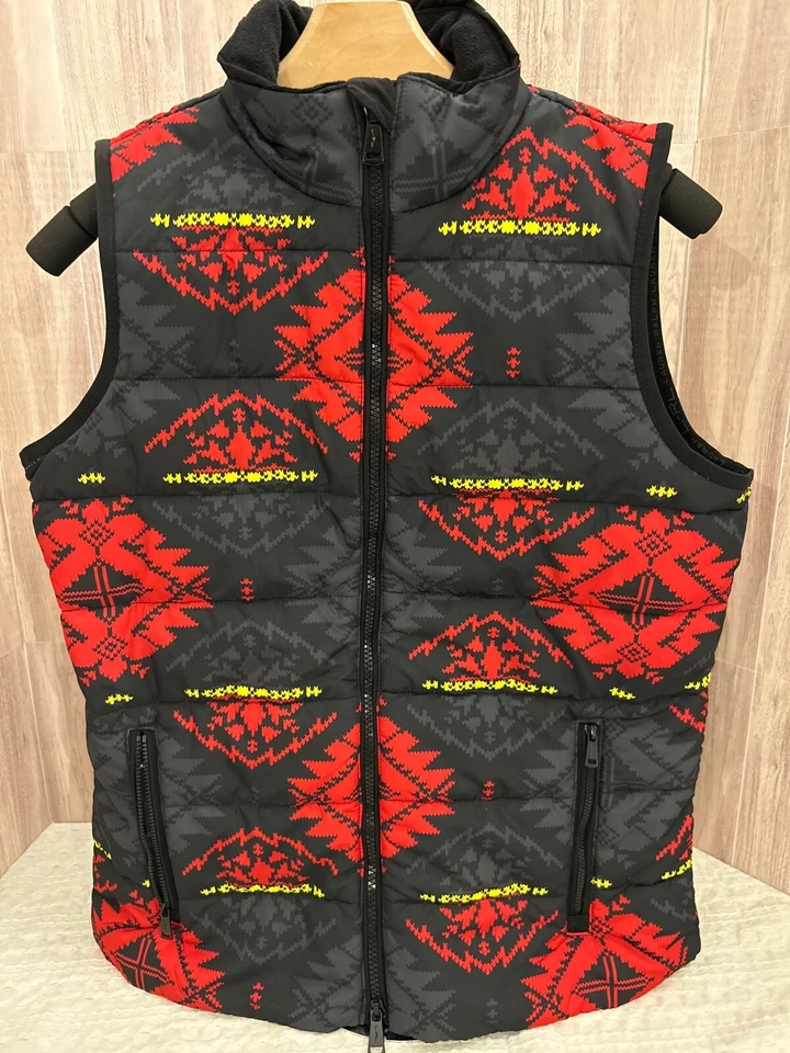 Lauren Ralph Lauren Active Western Puffer Women’s Vest Size Medium Red Yellow - Image 1 of 4