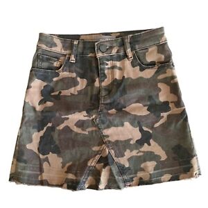 DL1961 Green + Brown Camouflage "Jenny" Girl's Denim Mini-Length Skirt Size 10