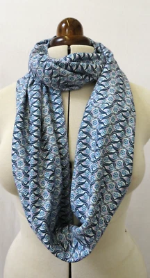 ECOTRIP Loop Scarf/Shawl, Jersey Cotton, "Forget Me Not", Blue, Lilac, 38cm Wide.