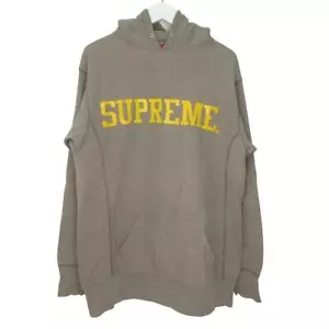 SUPREME sweatshirt hoodie pullover logo early model fleece lining gray L size - Picture 1 of 5