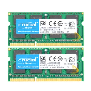 16GB Crucial 2X 8GB PC3-12800 DDR3 1600 Speicher SODIMM RAM Laptop F Mac Mini 2012 - Bild 1 von 9