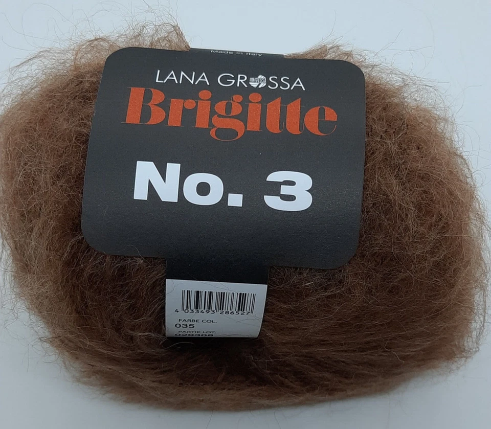 (278 €/kg): 25 g LG BRIGITTE NO. 3, Mohairflausch, Fb. 035 braun  # 6700 - Bild 1 von 1