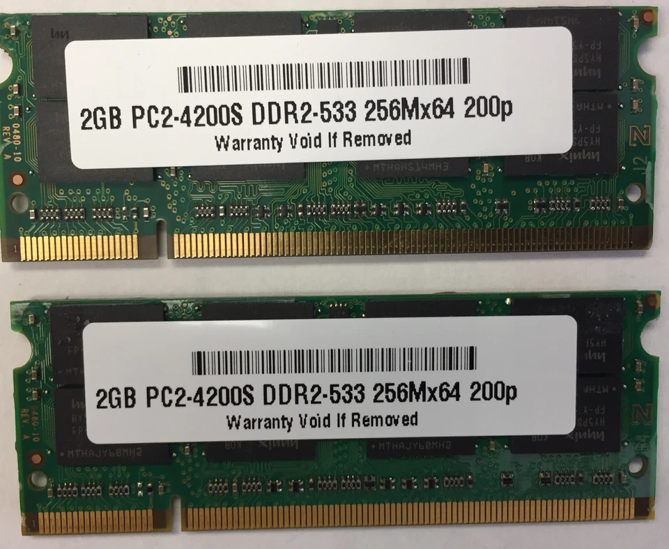 4 GB 2x 2 GB PC2-4200 computer portatile memoria RAM DDR2 533 SODIMM Acer Dell Lenovo HP - Immagine 1 di 1