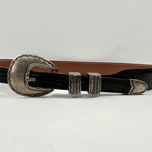 Alexander Kalifano Sterling Silver Belt Buckle The Cheyenne Black Lizard Size 28 - Picture 1 of 15