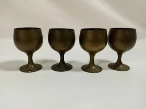 Vintage Small 3" Brass Goblets Mini Wine Goblets India Kitchenware Man Cave - Picture 1 of 11