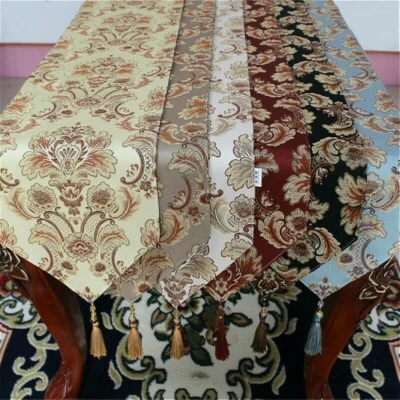 Vintage Jacquard Table Runner Floral Tablecloth Kitchen Dining Home Decor - Image 1 of 4