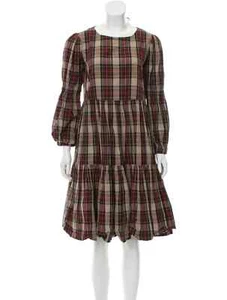 Vestido Molly Goddard Tartán Tienda M/6 Algodón Hasta la Rodilla Cierre Corbata Campesino - Imagen 1 de 3
