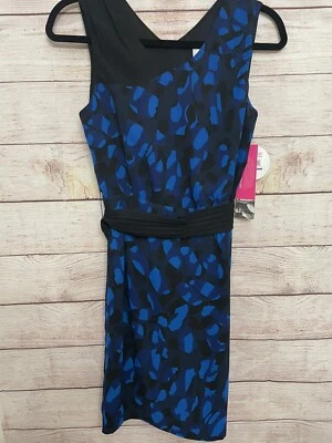 全新带标签 Matthew Williamson for Impulse 女式 V 领海军蓝印花内衬连衣裙 6 码 — 第 1/4 张图片