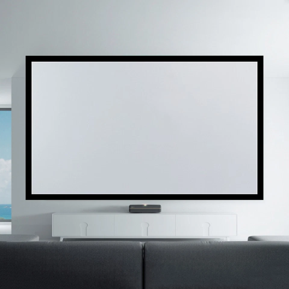 130inch Aluminum Fixed Frame 16:9 Projector Screen White Home Theater TV Movies - Image 1 of 4