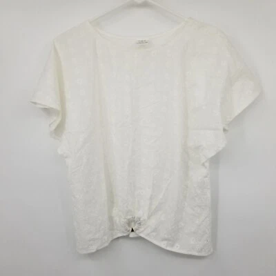 Zara Kids White Eyelet Short Sleeved Blouse Shirt Size 13-14 - Image 1 of 4