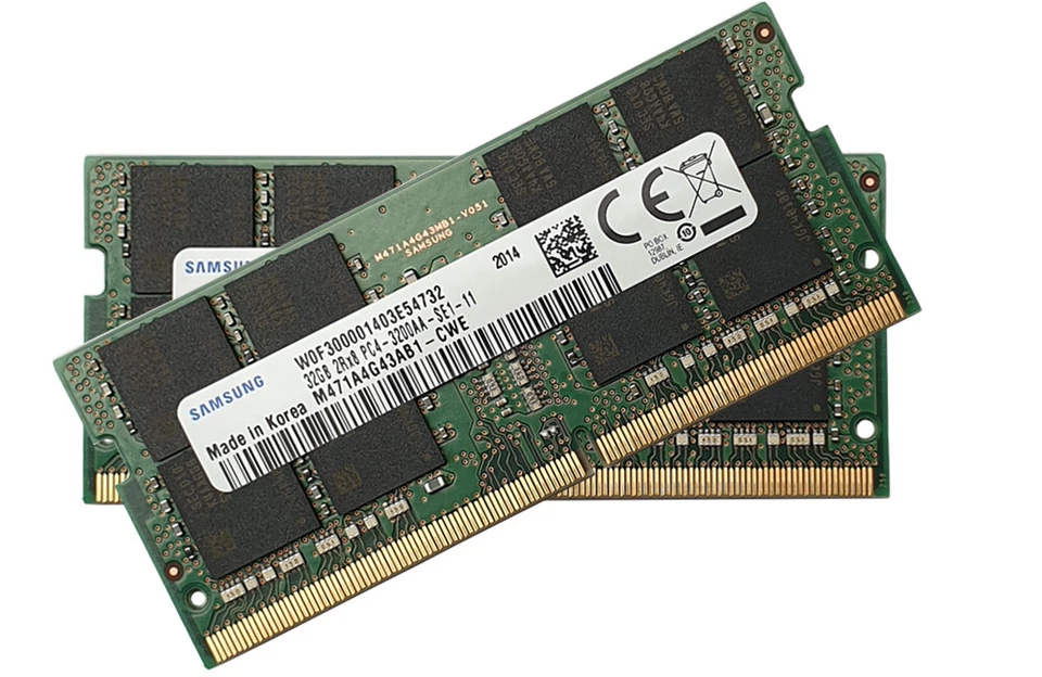 Samsung 64GB (32GB x 2) DDR4 PC4-25600 3200MHZ 260 PIN SODIMM 1.2V CL 22 memory - Image 1 of 1