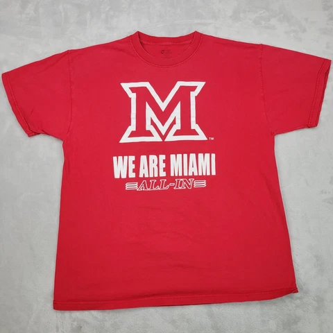 Miami RedHawks Shirt Men Extra Large Red Crew Short Sleeve Team Sport Ohio Adult Cover