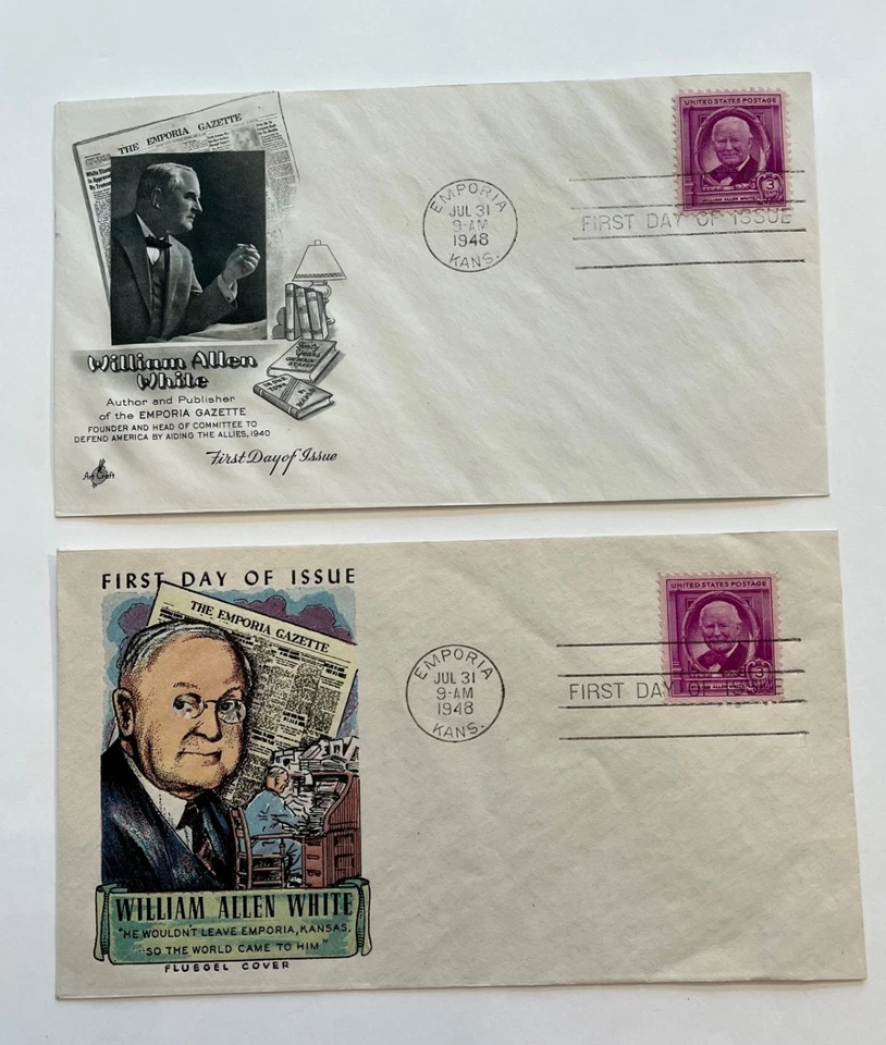 1948 3c William Allen White Postage Stamp #960 First Day Covers (2) - Image 1 of 3