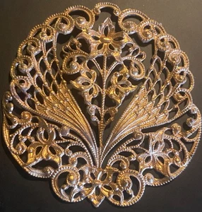 VTG/ANTIQUE GOLD TONE FILIGREE BIRD PHOENIX WINGS FLOWER FLORAL ART DECO JEWELRY - Picture 1 of 15