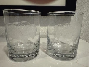 Buffalo Glasses Etched Beaver Creek Colorado Cocktail Whiskey Bourbon Set Of 2 - Picture 1 of 4