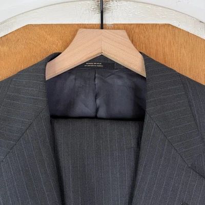 Hart Schaffner Marx Suit Mens 42PT Portly Fit Gray Pinstripe 2 Button Pant 38x28 - Image 1 of 4