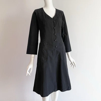 Vestido de mezclilla de algodón gris negro 1995 vintage Yves Saint Laurent Cruise Collection Foto 1 de 4