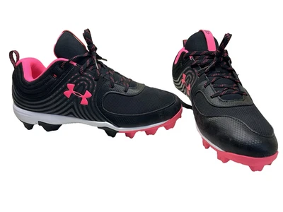 Under Armour Women’s Softball Cleats Black w/ Pink Size 12 New - Image 1 of 4