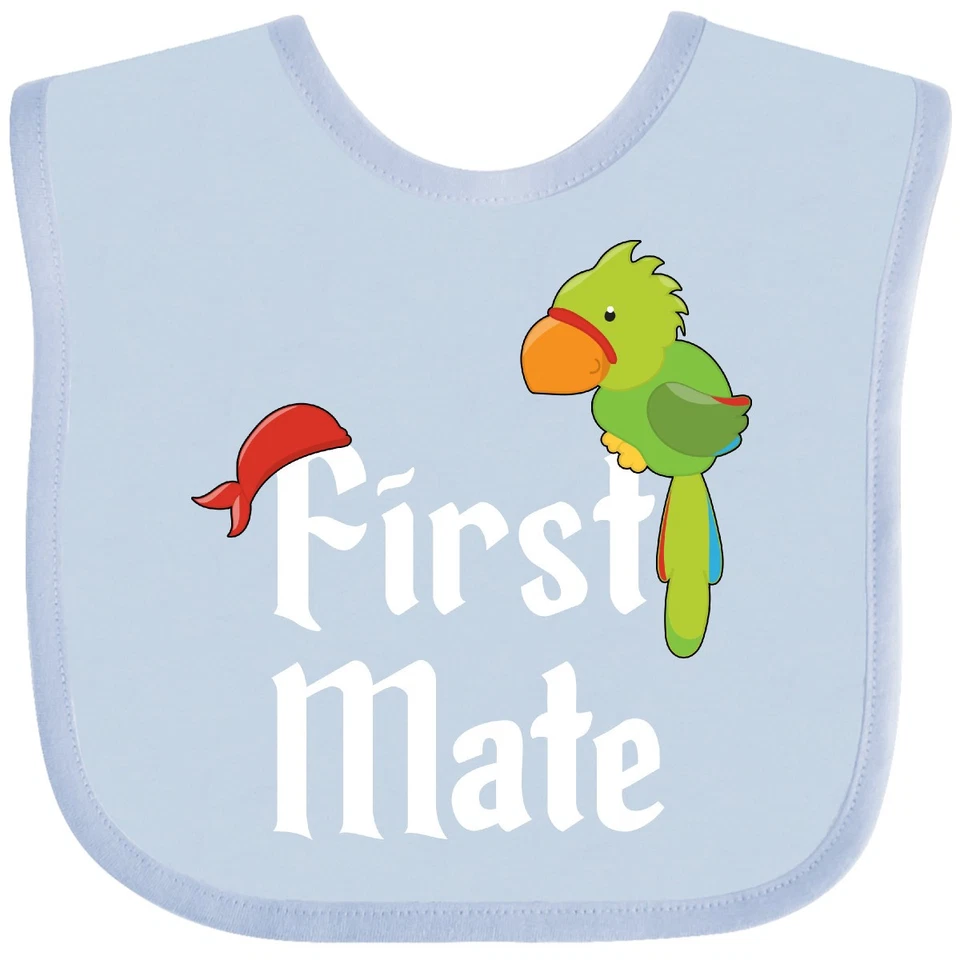 Inktastic First Mate Pirate With Parrot And Bandanna Baby Bib Pirates Talk Like Foto 1 de 1