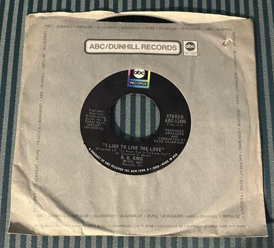 B.B. King - I Like To Live The Love / Love (OG 1973 7 дюймов 45) почти как новый винил - Изображение 1 из 2