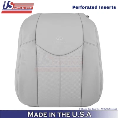 2008-2013 For Infiniti G37 Leather Perforated Driver Top Seat Cover Stone (Gray) - Image 1 of 4