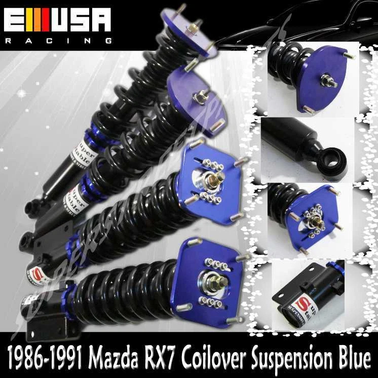 86-91 Mazda RX-7 RX7 Type RS FC3S Full Coilover Suspension NON Adj.Dampen Blue - Image 1 of 4