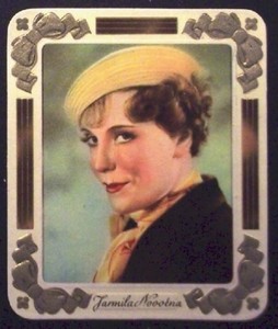 #201 Jarmila Novotna 1936 Garbaty Passion Film Star Embossed Tobacco Card