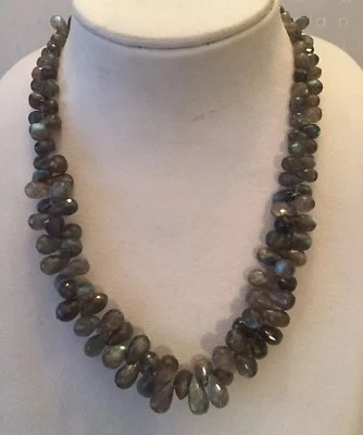 Labradorit Kette,edelsteinkette,Blau schimmer, Briolett geschliffen - Bild 1 von 4