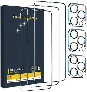 iPhone Pro Max 13 6.7" 3 Pack Screen Protector 3 Pack Camera Lens Protector HD - Picture 1 of 12