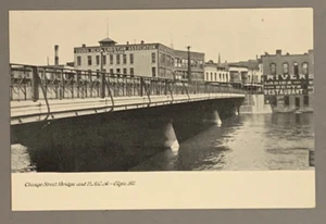 c1905 Postkarte Chicago Street Bridge & CVJM Elgin Illinois unbesendet ungeteilt - Bild 1 von 2