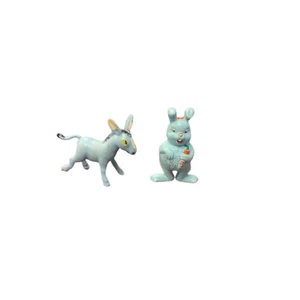 De colección Años 70 - Principios de los 80 Plástico Hecho en Hong Kong Animales Burro y Conejo - Imagen 1 de 3