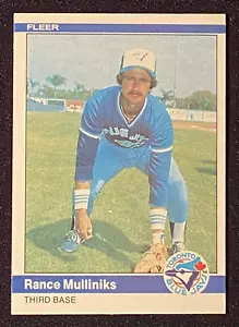 Rance Mulliniks 1984 MLB Toronto Blue Jays Third Baseman Baseball Card Fleer 165 - Picture 1 of 2