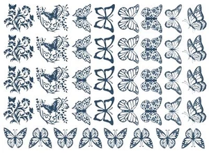 Butterfly Fancy 40 pcs 1 Inch Blue Fused Glass Decals - Picture 1 of 1