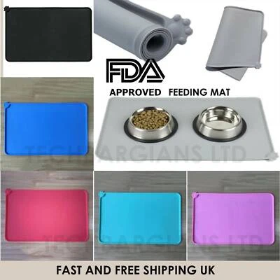 Pet Puppy Silicone Waterproof Feeding Food Mat Dog Cat Non Slip Bowl Placemat UK - Image 1 of 4