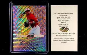 Leaf Perfect Game All-American Classic 2017 prueba automática naranja 1/1 Brandon Dieter - Imagen 1 de 14