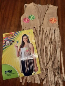 Geist Halloween Damen Hippie Weste mit Blumen Fransen Erwachsene Einheitsgröße - Bild 1 von 8