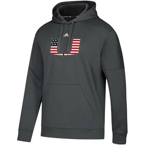 Adidas NCAA University of Miami Americana Hoodie Gray/Flag EH9479 Cover