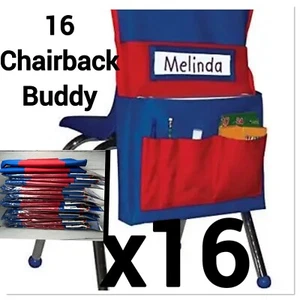 16 New Carson Dellosa Chairback Buddy Blue Red Canvas Class Room Daycare School - Picture 1 of 13