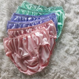 6 Bikini Panties Underwear Woman Mens Light Nylon Soft Silky Briefs Hip34"-38" L - Picture 1 of 12