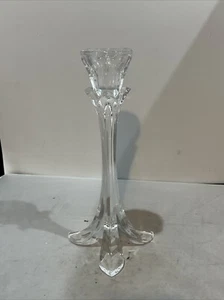 Crystal Clear Glass Three Footed Candlesticks FRANCE 8.5” Tall - Picture 1 of 7