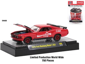 M2 Maschinen ~~ Coca Cola 1970 Ford Mustang Mach L 351-Chase-750 Stück-A09/21-26 - Bild 1 von 3